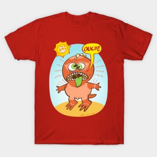 Bad summer sunburn for a funny dinosaur T-Shirt